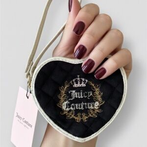 Juicy Couture Black Heart Wristlet Coin Purse/Wallet